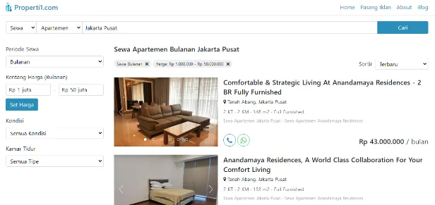 Hasil Pencarian Apartemen di Properti1