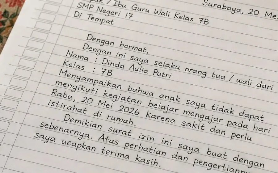 Contoh Surat Izin Sekolah yang Bisa Langsung Kamu Pakai, Lengkap dan Mudah